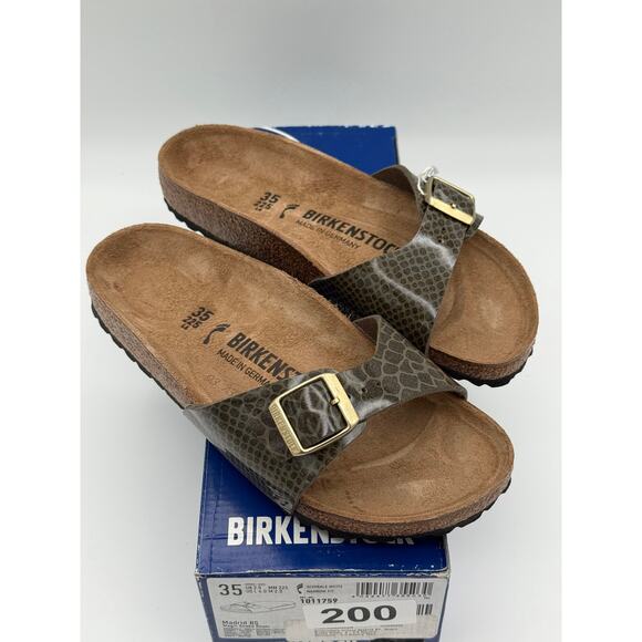 Birkenstock Flip Flops Sandals Madrid khaki Magic Snake Women's Size US4 EU35 - Picture 5 of 9